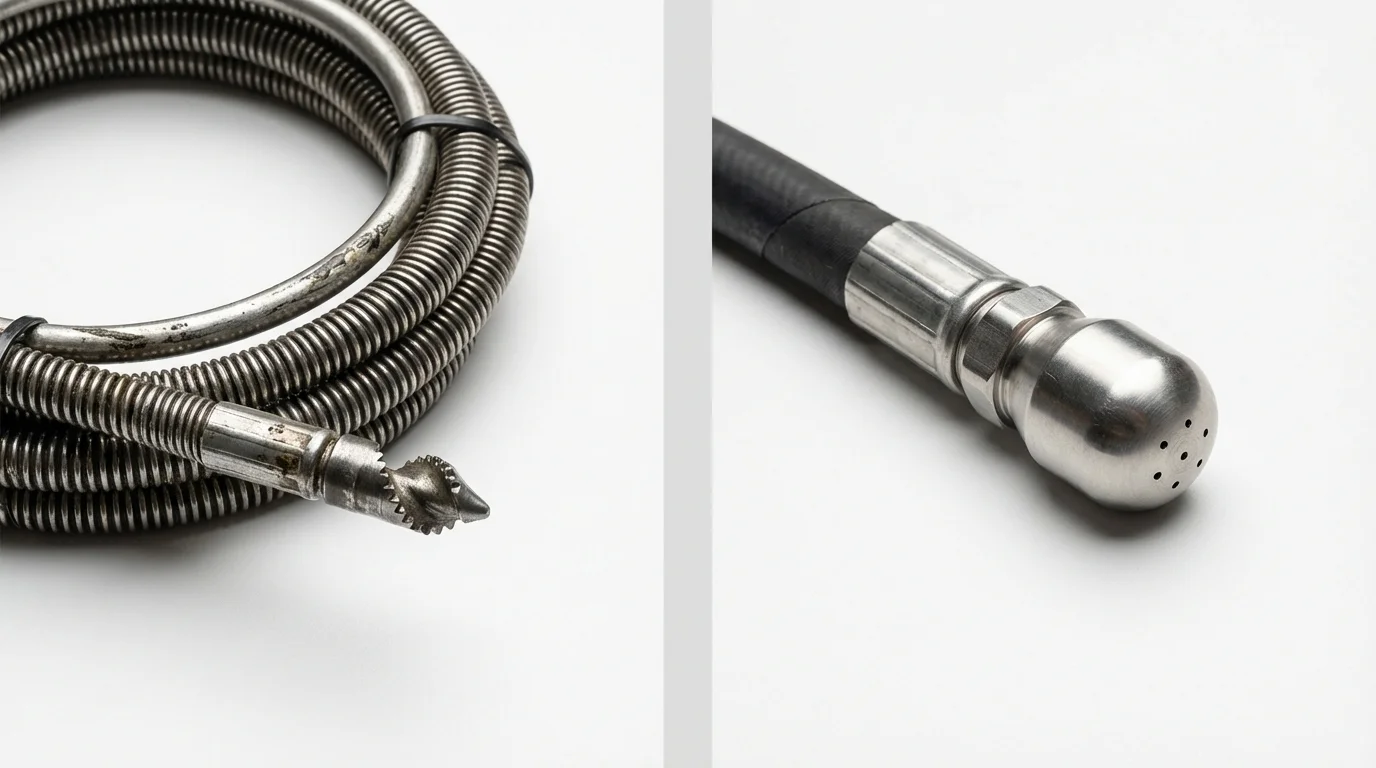 Drain snake cable and hydro jetting nozzle used for drain cleaning in Calhoun, KY