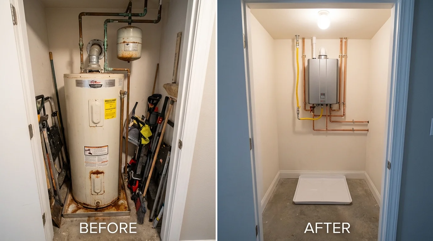 Tank water heater versus wall-mounted tankless unit comparison for Calhoun, KY homeowners